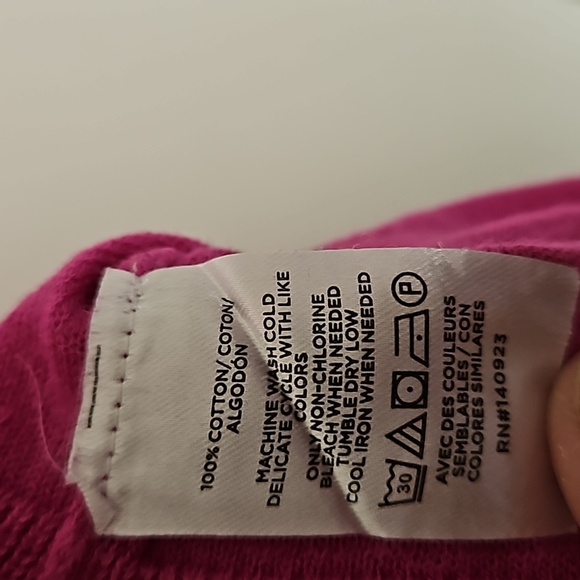 Loft Outlet 100% Cotton Crewneck Cap Sleeve Knit Top in Hot Pink Size Large - Picture 4 of 4